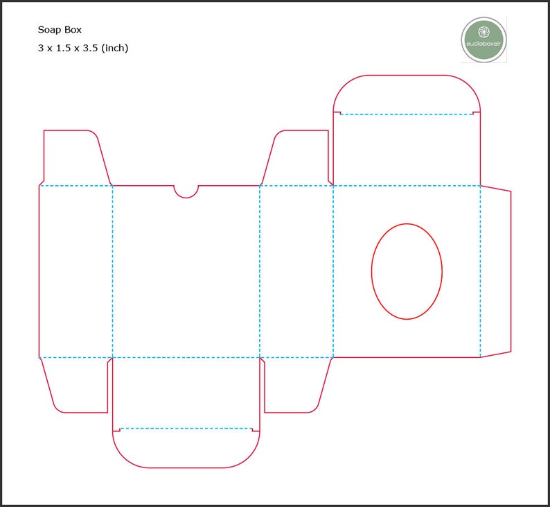 Soap Box Template 3x1.5x3.5inch 76x38x89mm Oval Window PDF - Etsy