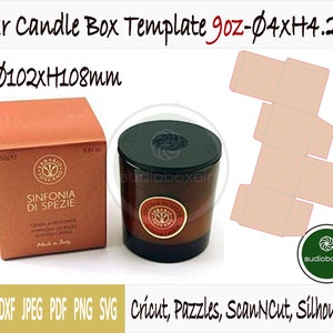 Template of box for jar candle (4&quot;x4&quot;x4.25&quot;)