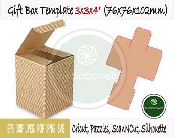 Template of box for gift (3"x3"x4")