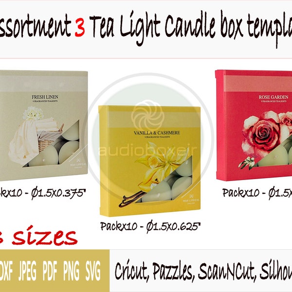 Templates of box for tea light candle - holds 9 candles - 3 sizes