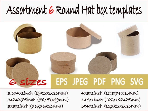 Template of Box for Round Hat 6x4x1 