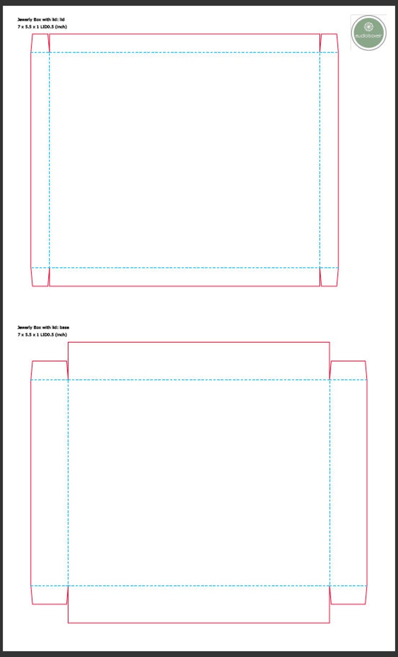 178x140x25mm PDF file to print SVG ready to cuttig machine Cricut Silhouette Scan N Cut Word instructions Jewelry box template 7x5.5x1inch