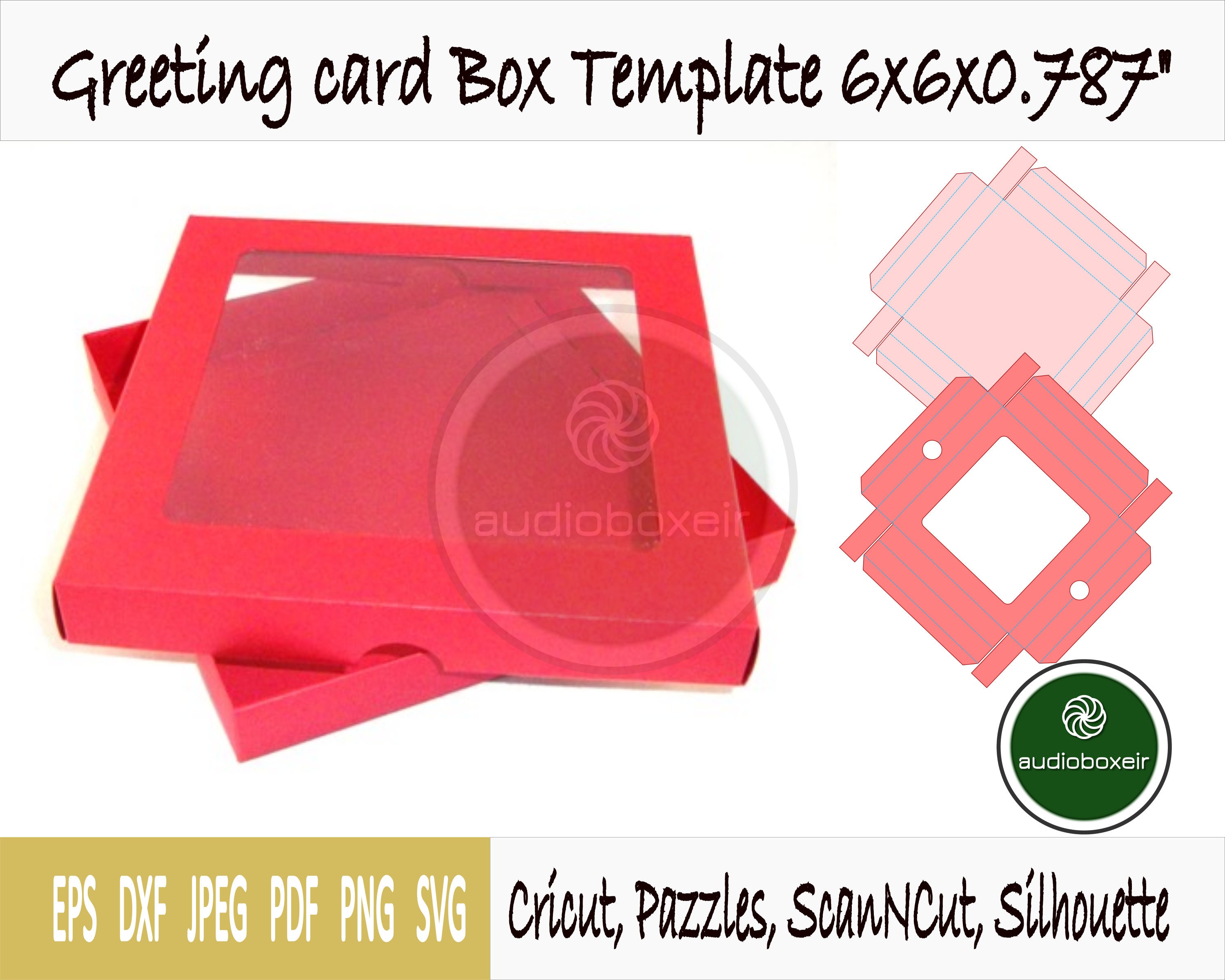 Greeting Card Box Template 6x6x0.787 Full Window Wedding Etsy