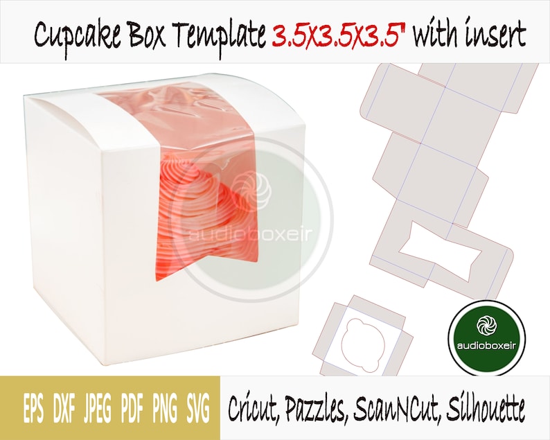 Cupcake Box Window Display Insert Template Single 3.5x3.5x3.5qu Cupcake Box Window Display Insert Template Single 3.5x3.5x3.5qu