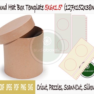 Template of box for round hat (5"x6"x1.5")