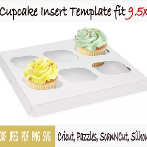 Template of insert for cupcake with 6 holes of Ø2.5&quot; fit box of 9.5&quot;x6&quot;