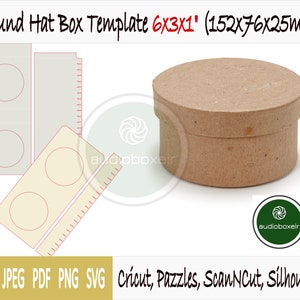 Template of box for round hat (6"x3"x1")