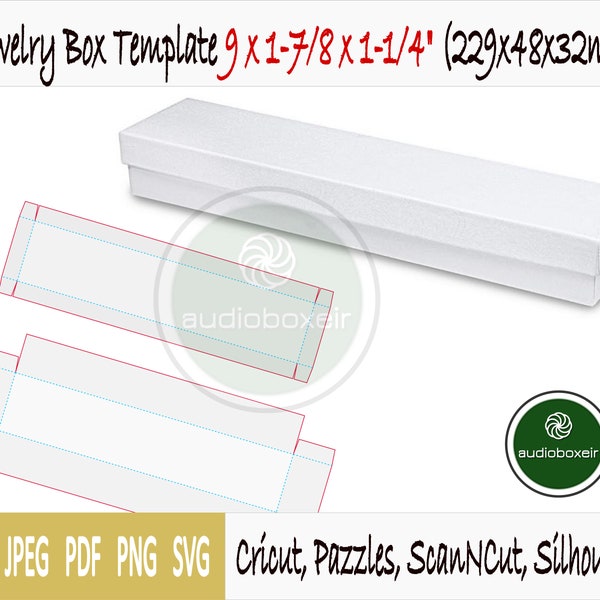 Template of box for jewelry (9x1.875x1.25")