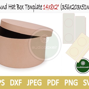 Plantilla de caja para sombrero redondo (14"x8"x2")