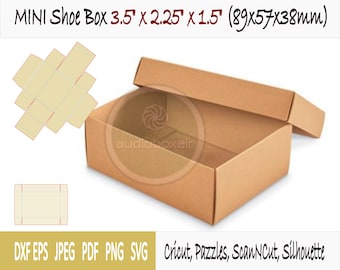 Template of box for shoe mini size (3.5"x2.25"x1.5")