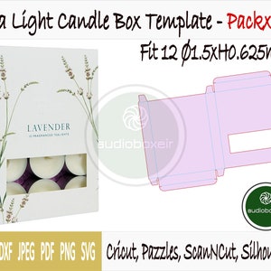 Template of box for tea light candle - holds 12 candles 1.5"x0.625"