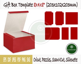 Template of box for gift (8"x4"x8")