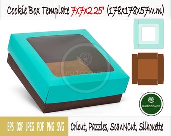 Template of box for cookie with square window (7"x7"x2.25")