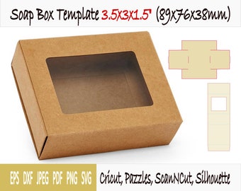 Template of soap box with sleeve and window (3.5"x3"x1.5")
