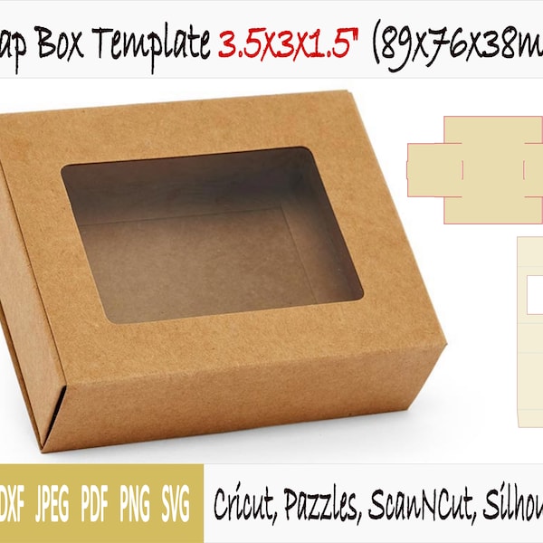 Template of soap box with sleeve and window (3.5"x3"x1.5")