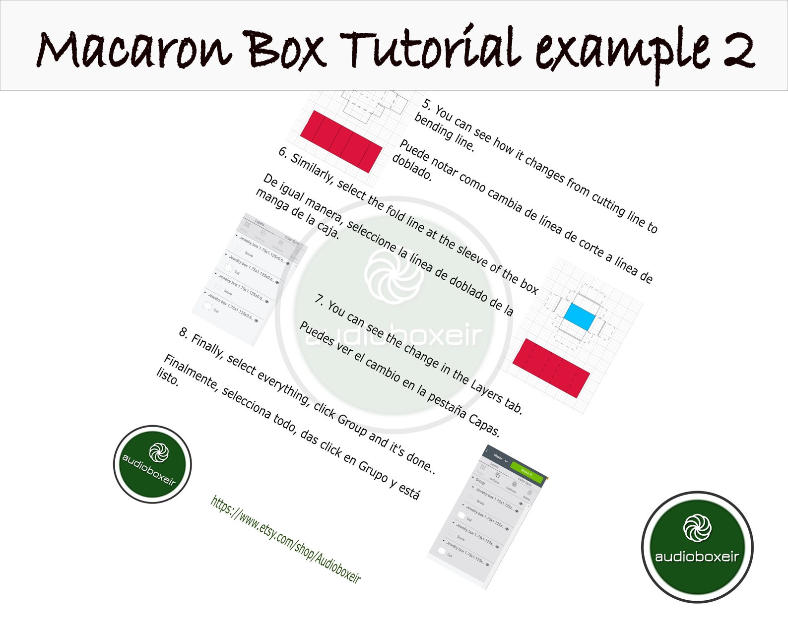 Template of Box for Macaron With Sleeve Round Window and 6 - Etsy
