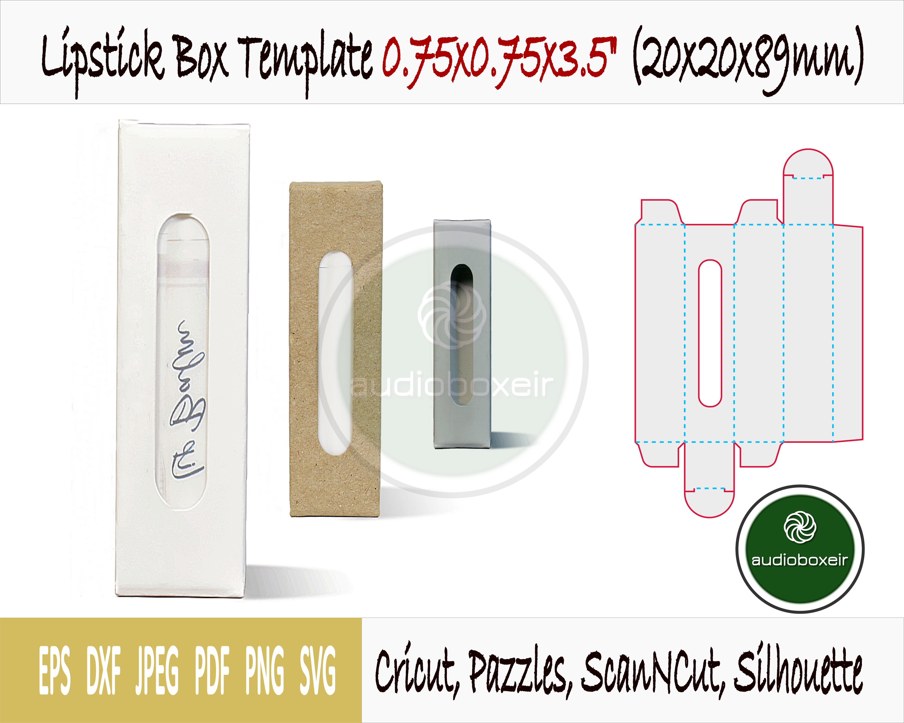 Lipstick Box Template 0.75x0.75x3.5 Lip Gloss Balm Etsy