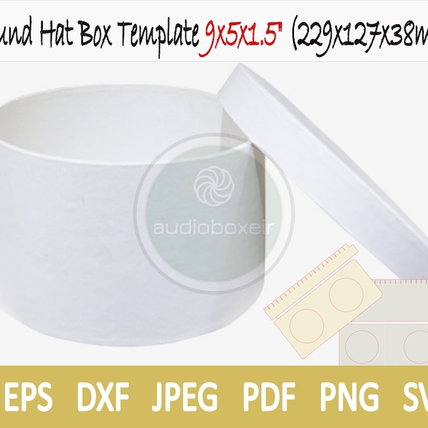 Template of box for round hat (9"x5"x1.5")