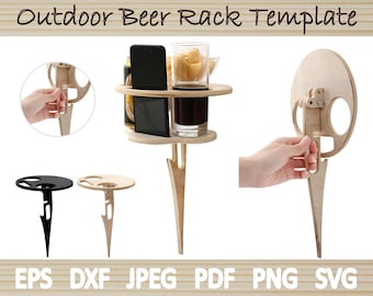 Tragbarer faltbarer Bier Outdoor Rack Sock Tisch - Sofortiger Download zum Laserschneiden