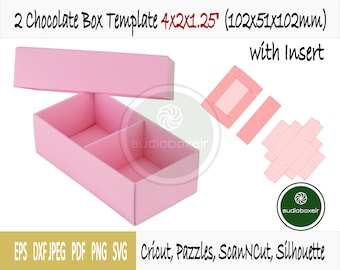 Template of box for chocolate with 2 section insert (4"x2"x1.25")