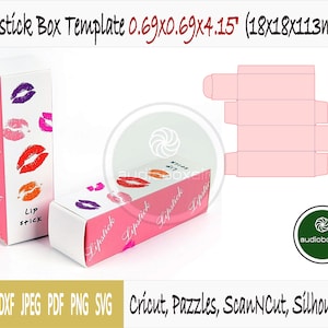 Sjabloon voor doos voor lippenstift (0,69" x 0,69" x 4,15")