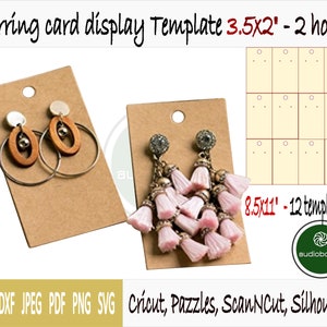 Template of card for earring (3&quot;.5x2&quot;) 2 holes