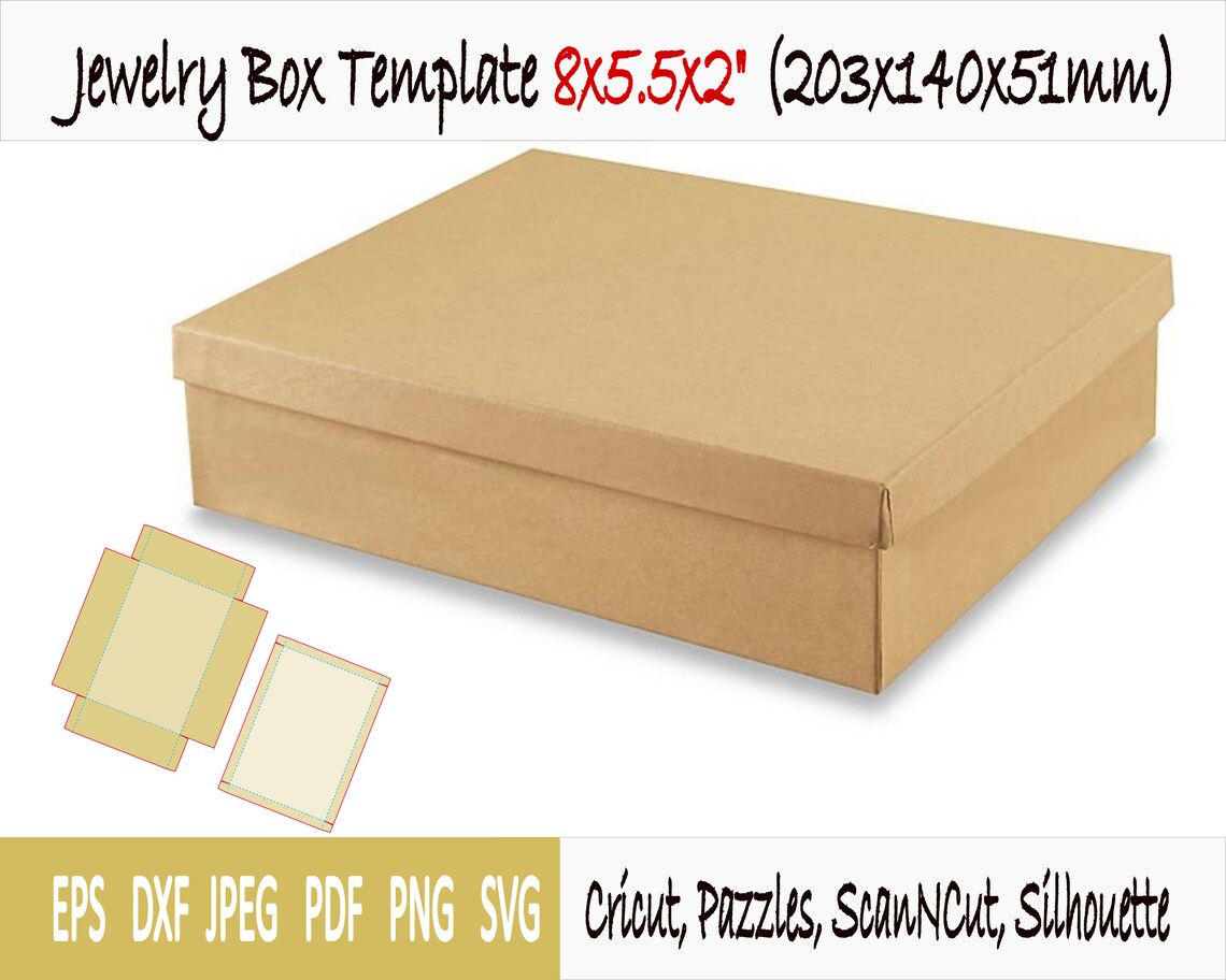 Jewelry Box Template 8x5.5x2 Bracelet Brooch Necklace Etsy