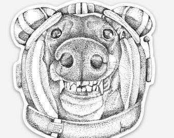 Ruimtesticker astronaut windhond-2,98 x 3 inch