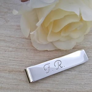 Fermasoldi in argento 925 rodiato con nome o  iniziali incise