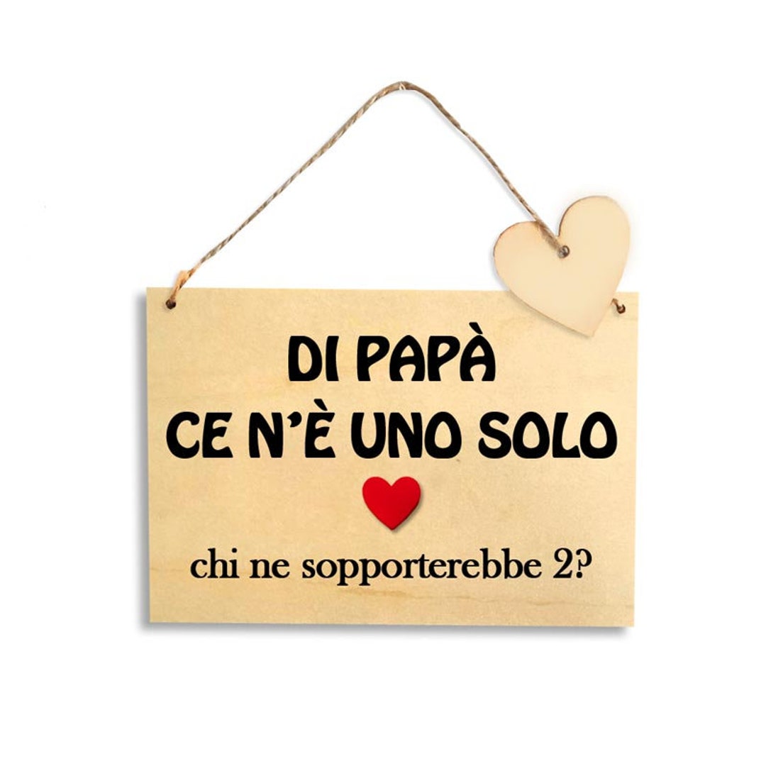 Targa In Legno Per Porta "Papas Service 24 Std." - Regalo Per La Festa Del Papà - Decorazione Rustica 19x11 Cm Per Garage O Officina