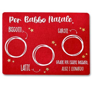 Tovaglietta in Feltro per Babbo Natale personalizzabile con Nomi, tovaglietta per l'arrivo di Babbo Natale e le Renne, decorazione natalizia