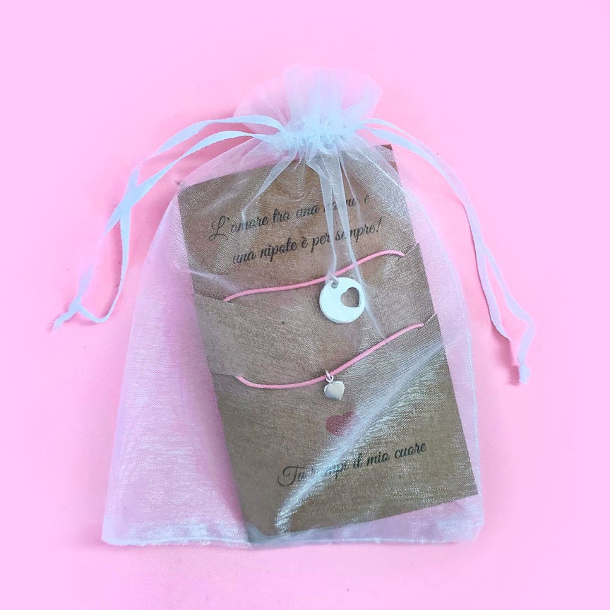 Set Di 2 Bracciali Con Ciondolo Cuore Per Nonna E Nipote – Gioielli In Acciaio Inossidabile, Regalo Per Festa Della Mamma