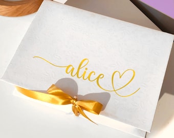 Caja regalo personalizada con nombre y frase, caja regalo personalizada para cumpleaños de amigas, navidad y damas de honor