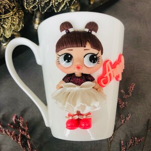 Polymer clay mug,3d mug,diner mug,clay figure,colorful mug,miniature mug,sunflower mug,baby girl mug,marshmallow mug