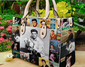 Elvis Presley Leather Handbag, Elvis Presley Vintage Leather Bag, Vintage Top handle Bag, Vintage Crossbody Bag, Custom HandBag,Shoulder Bag