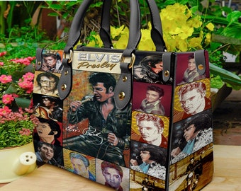 Elvis Presley Leather Handbag, Elvis Presley Vintage Leather Bag, Top handle Bag, Vintage Crossbody Bag, Custom HandBag, Shoulder Bag