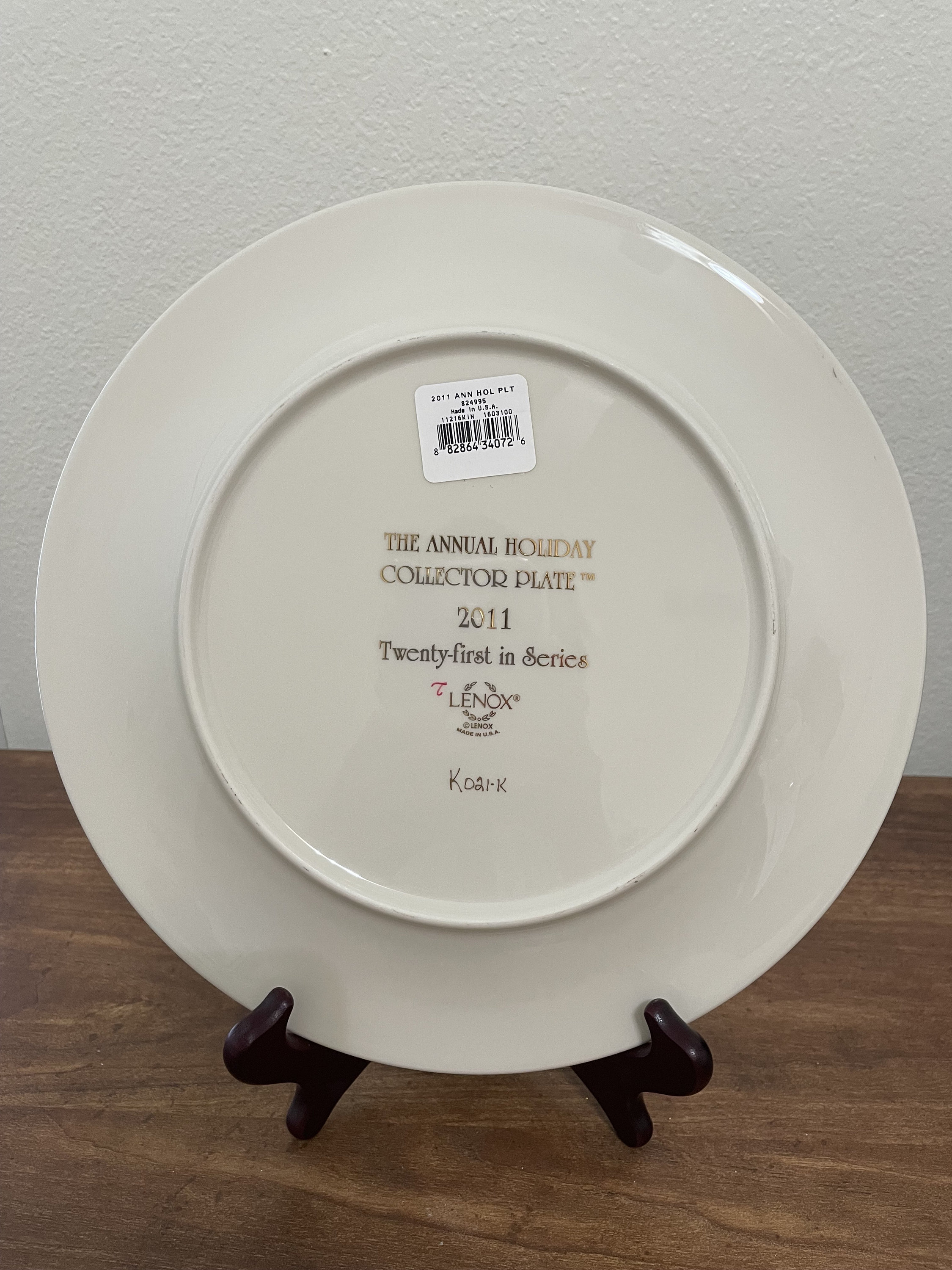 Lenox Annual Holiday Collector Plate 10.5 in 22nd in Series 2012 829680