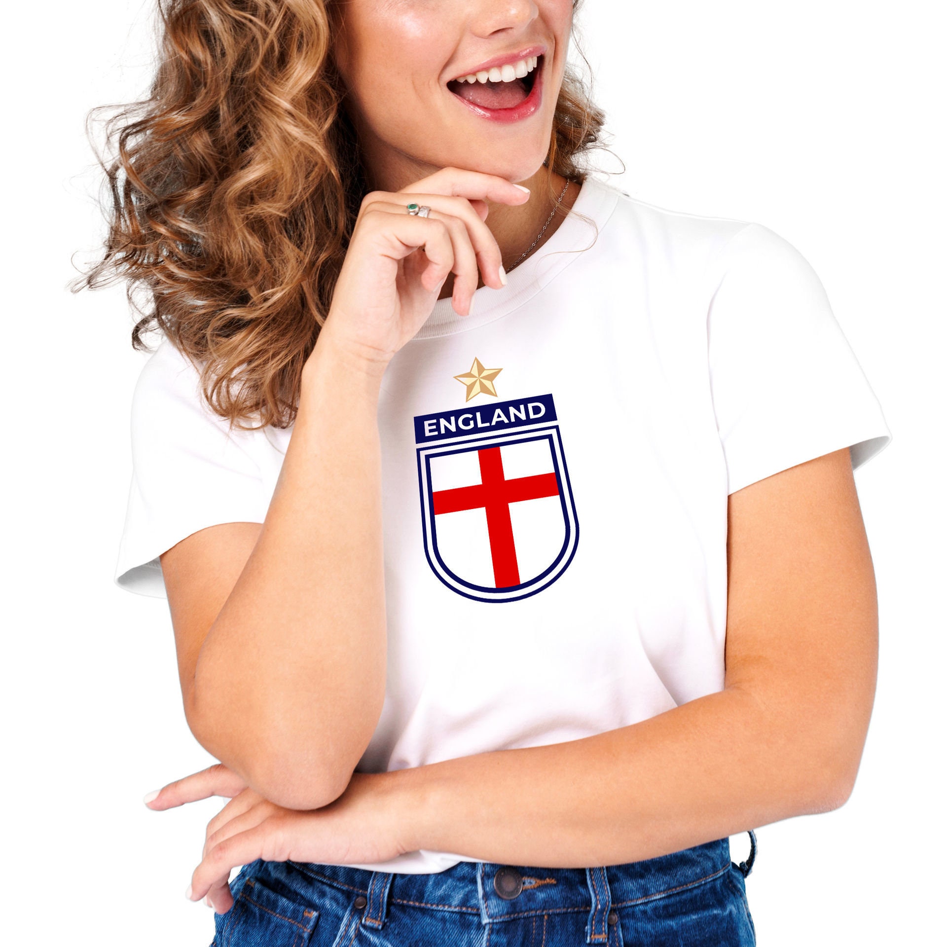 Womens England Football Team Jersey Plain T-shirt | Etsy