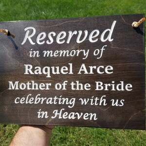 Reserved Signs Wedding Decor, Engraved Plaque, In Loving Memory of Sign, Memorial Sign