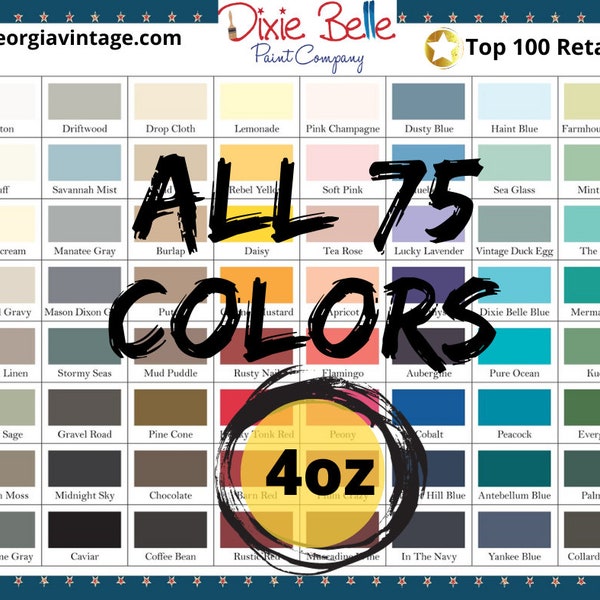 4oz, Dixie Belle Chalk Mineral Paint, All Colors
