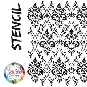 May include: Black and white damask pattern stencil. The stencil is for decorative painting and crafting projects. The stencil is made of reusable plastic.