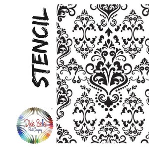STENCIL, Victorian  Damask , Dixie Belle , 14&quot; x 18&quot;, Mylar , Belles & Whistles