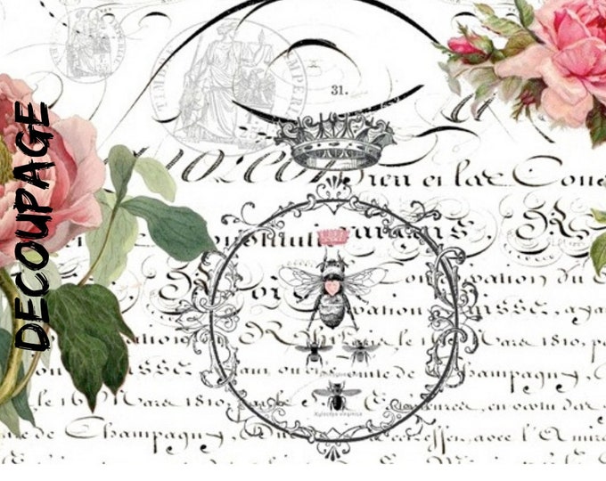 XL Decoupage Paper for Furniture 20 X 30 Queen Bee Large Sheets in