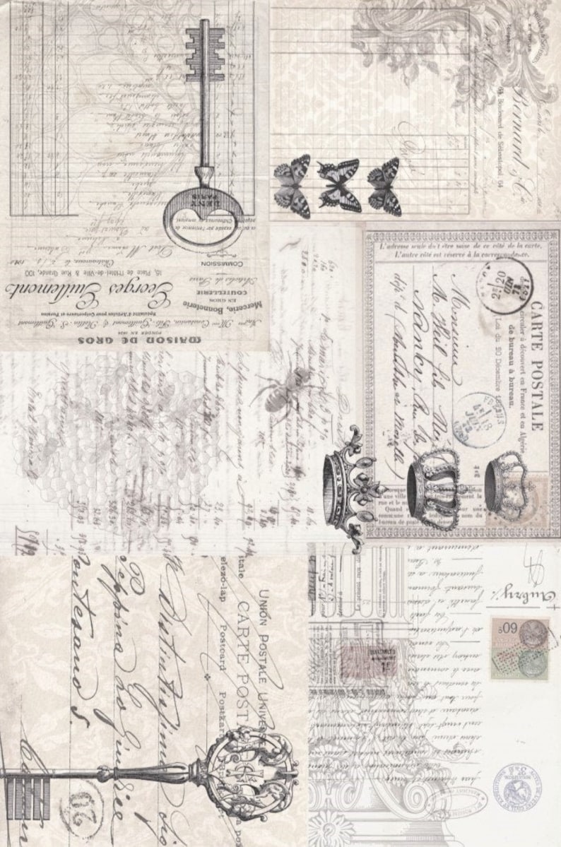 XL Decoupage Paper for Furniture 20 x 30 Ephemera Etsy