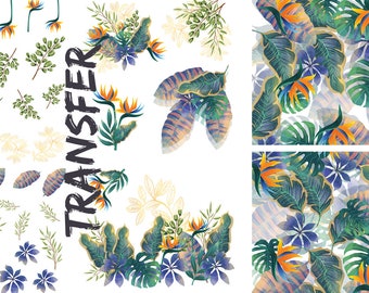 TROPICAL LEAVES Transfer, Rub-on Furniture & Wall Decor,  24.8 x 38.8 , Furniture Image, Dixie Belle