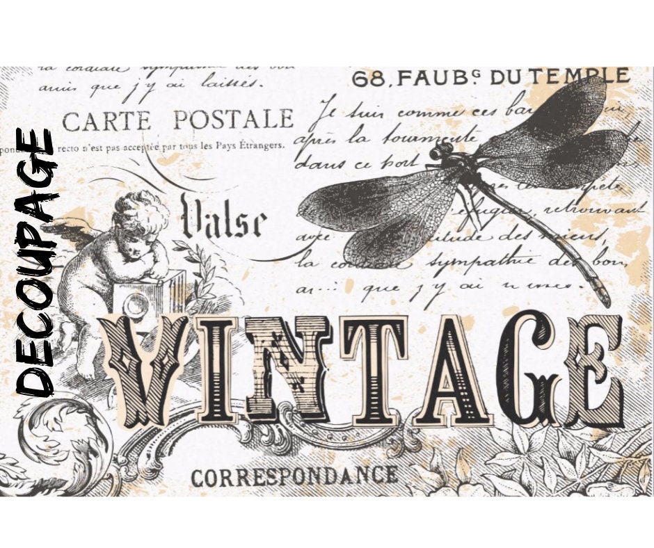 XL Decoupage Paper for Furniture  (20 x 30") - Vintage - Large S…