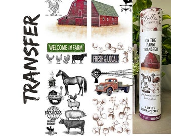 ON THE FARM Transfer, 24" x 38", Decor Transfer, Dixie Belle , With Instructions