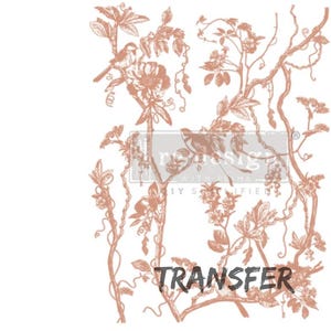 BIRD WATCHING Kacha Transfer, 18&quot; x 24&quot;, Gold Foil, Rub-on Stencil, Redesign with Prima, Furniture & Wall Decor Image Decal