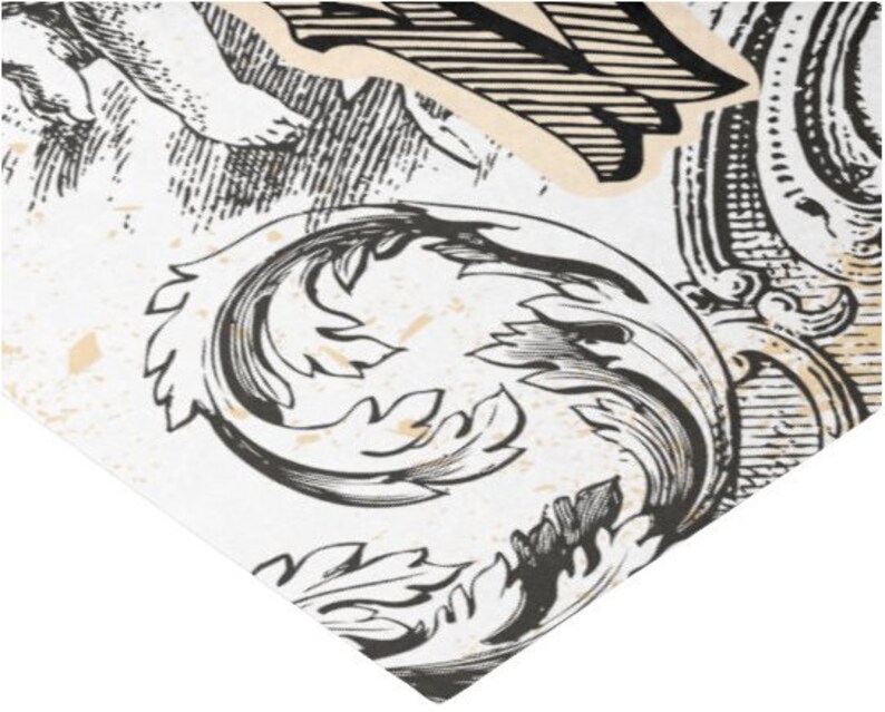 Pode incluir: Ilustra&ccedil;&atilde;o vintage em preto e branco de um desenho floral com fundo desgastado.