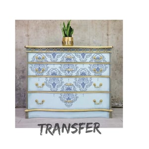 DANA DAMASK, Decor Transfer, 24&quot; x 35&quot;, Kacha, Prima Redesign, Rub-on Stencil, Redesign with Prima, Furniture & Wall Decor Image
